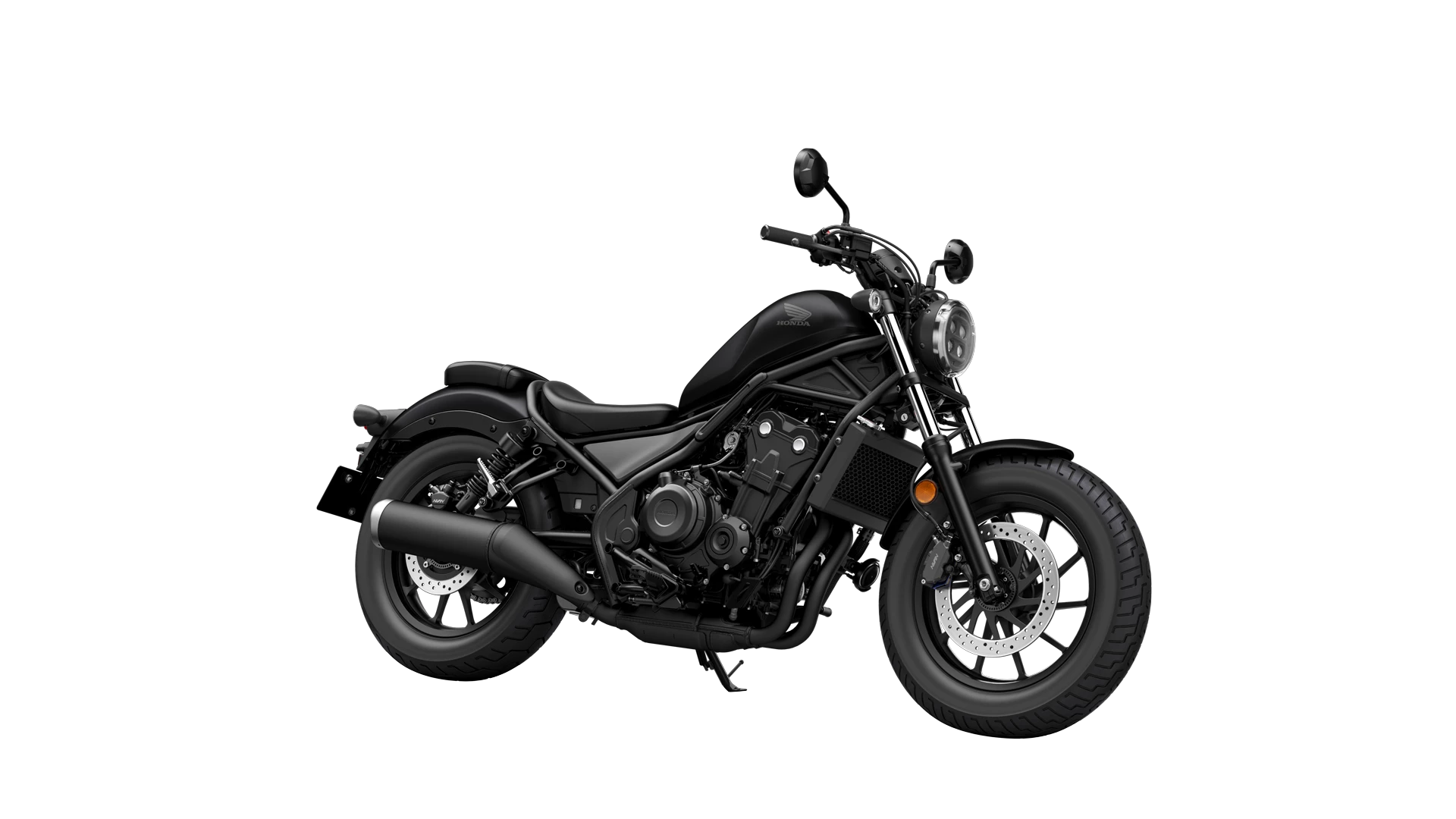 25YM CMX500 Rebel Studio Mat Gunpowder Black Metallic RFQ Profile With Sidestand