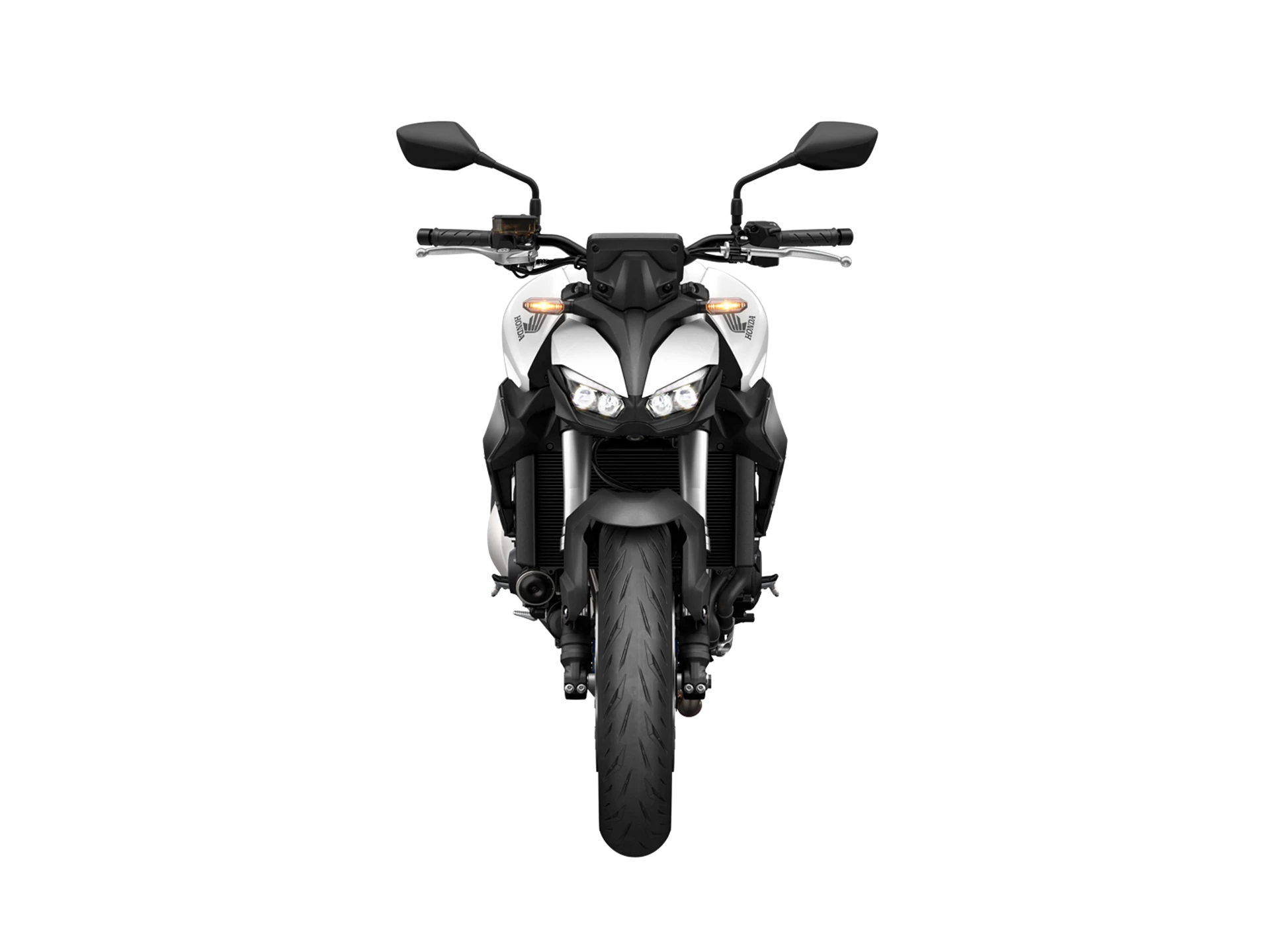 25YM CB1000 Hornet Studio PEARL GLARE WHITE Front With Light On (High Beam)