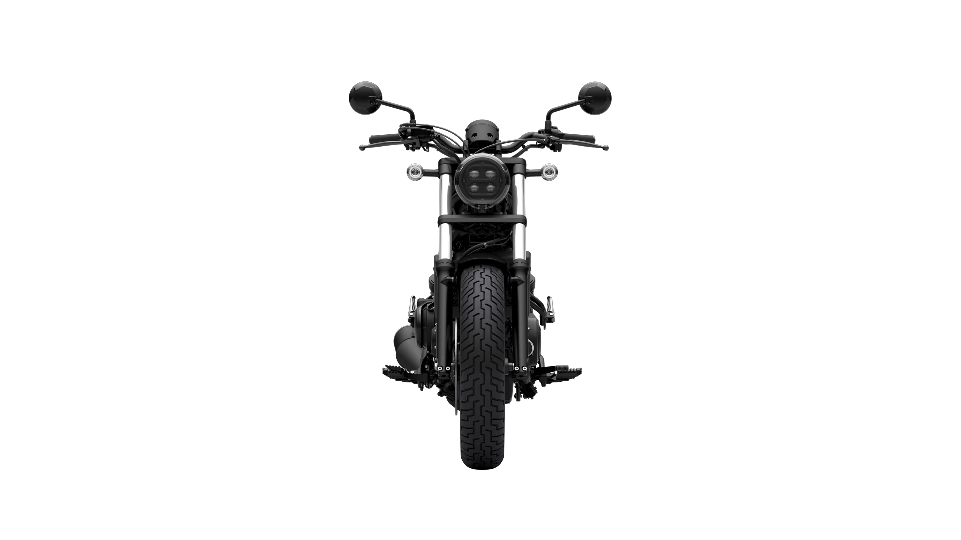 25YM CMX500 Rebel Studio Mat Gunpowder Black Metallic Front With Light Off (1)